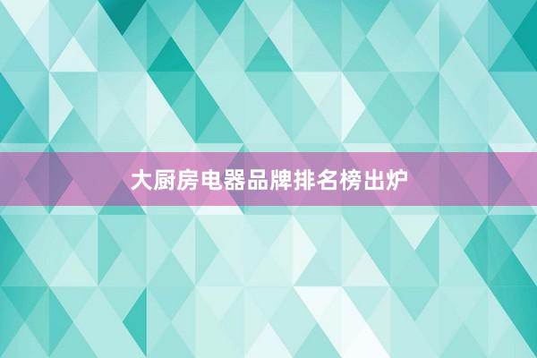 大厨房电器品牌排名榜出炉